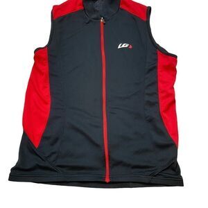 Men’s Louis Garneau‎ Black and Red Full Zip Sleeveless Cycling Jersey Medium